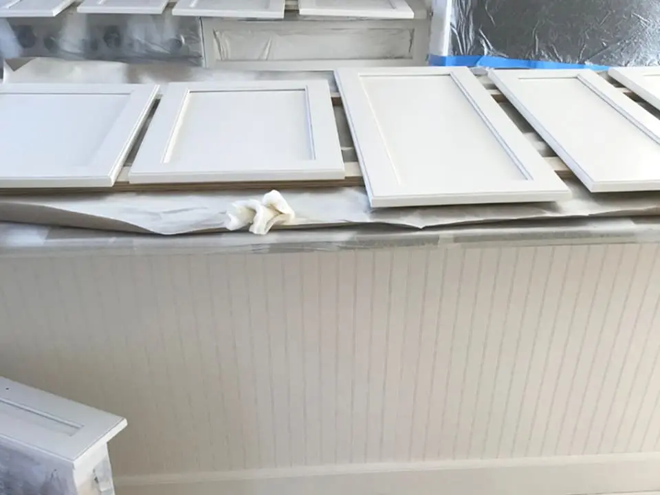 Finished kitchen cabinets after repainting