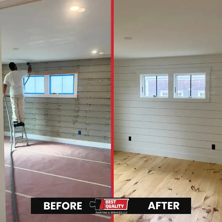 Before and after living area interior painting