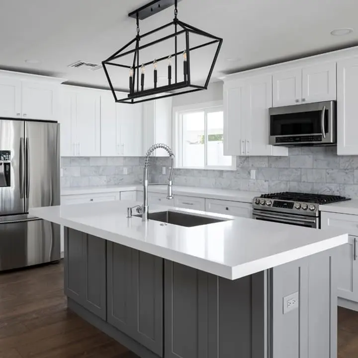 Completed kitchen tile and cabinet project